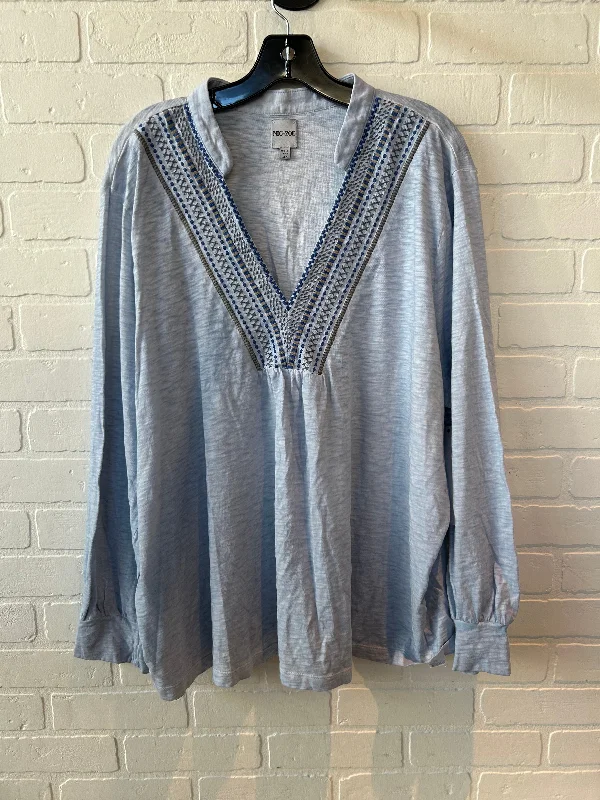 Top Long Sleeve By Nic + Zoe In Blue, Size: 3x Laid