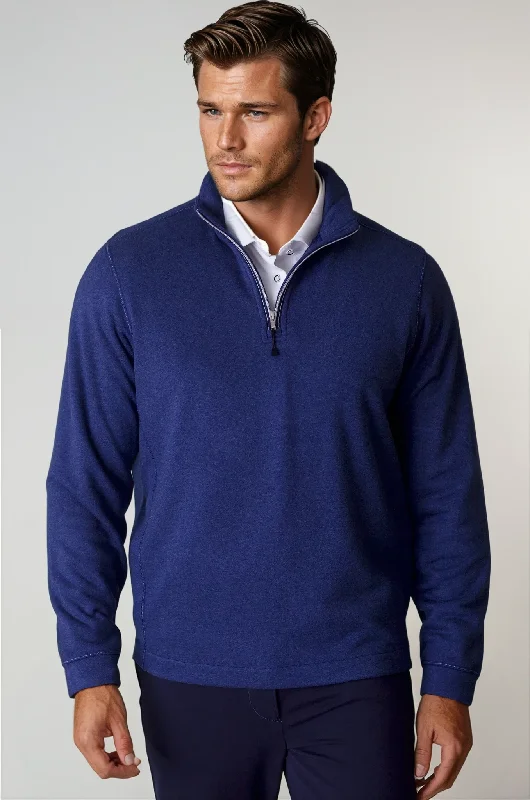 Voey Quarter Zip Sweatshirt - Tokyo Blue Artistic Men's Hand