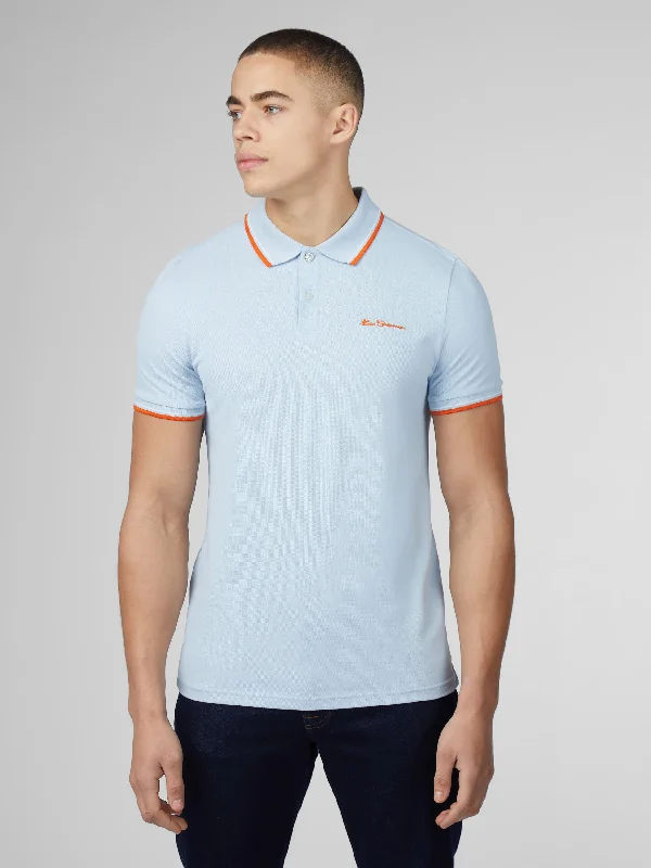 Signature Short Sleeve Polo - Pale Blue Masculine Men's Thick